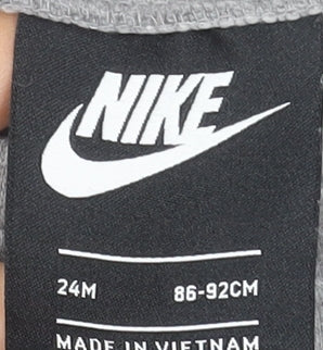 Nike Boys Grey Pullover Sweatshirt 2 Years Logo Crew Neck Fleece