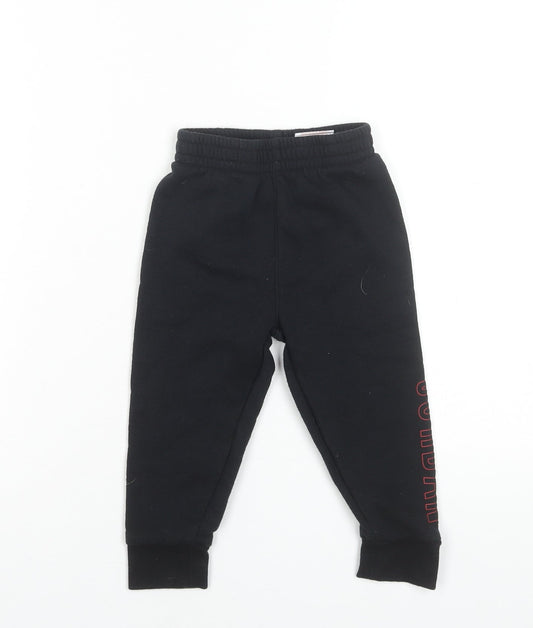 Jordan Boys Black Joggers 24M Cotton Blend Elastic Waist Sweatpants
