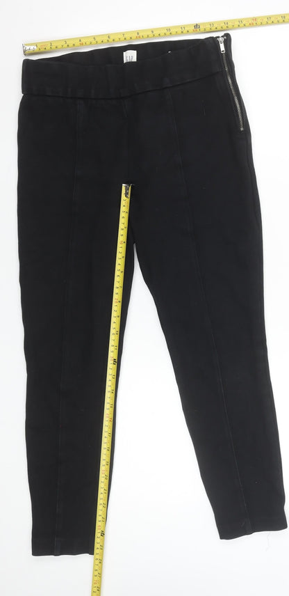 Gap Women Black Side Zip Leggings Medium Cotton Blend Stretch