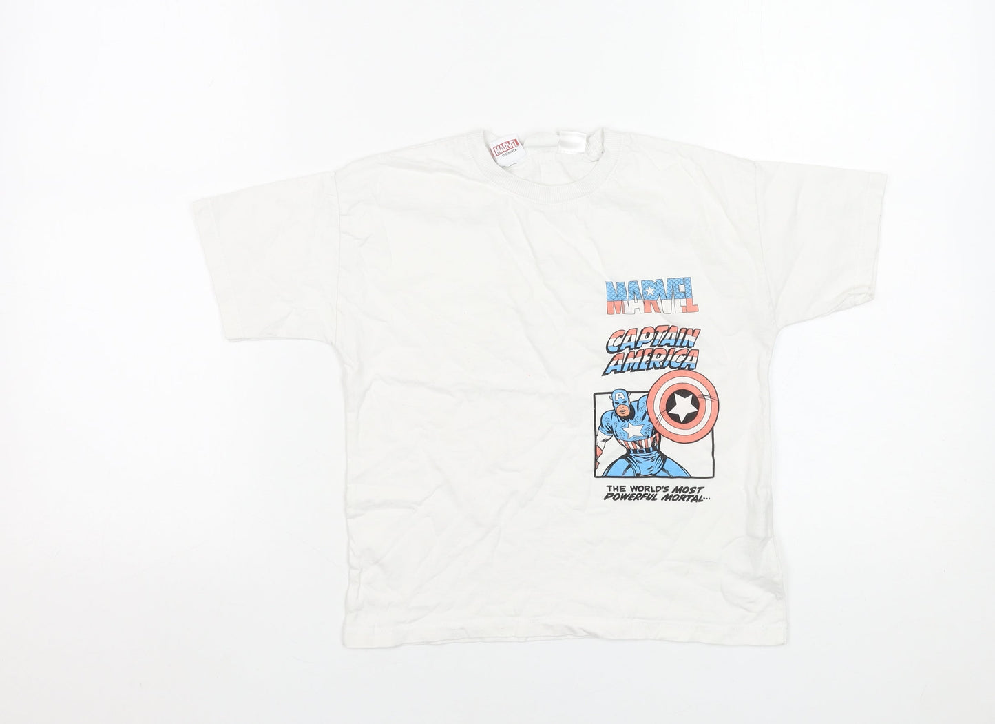 Zara Boys White Marvel Captain America Graphic T-Shirt 6 Years