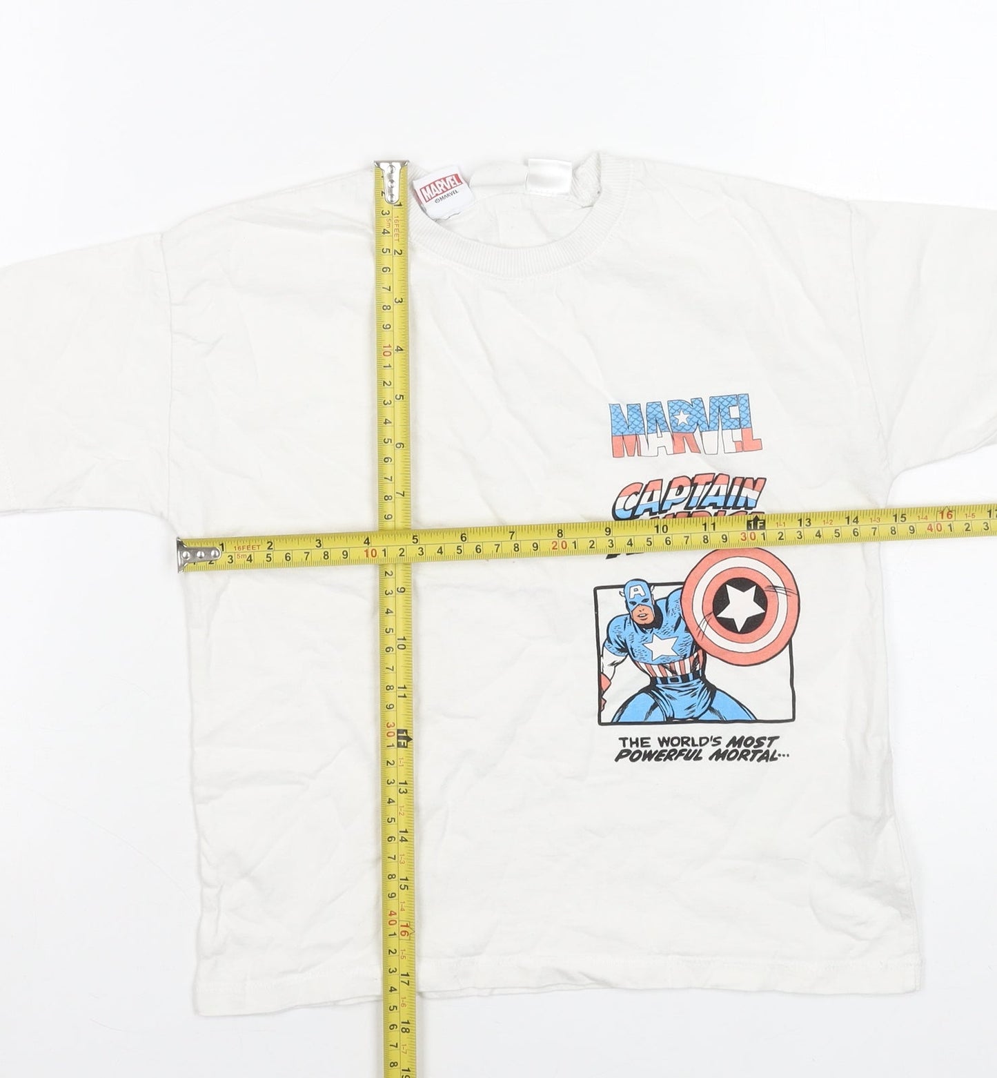 Zara Boys White Marvel Captain America Graphic T-Shirt 6 Years