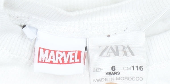 Zara Boys White Marvel Captain America Graphic T-Shirt 6 Years