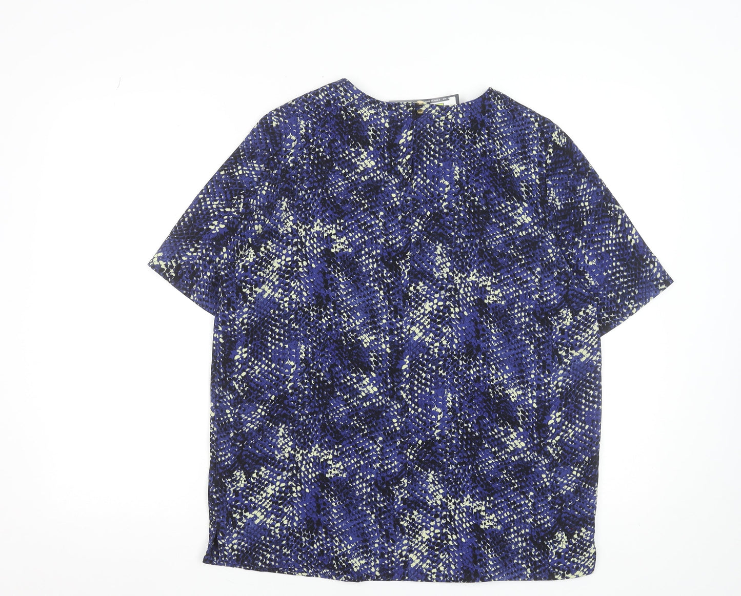 Marks and Spencer Womens Blue Geometric Short Sleeve T-Shirt Size 12
