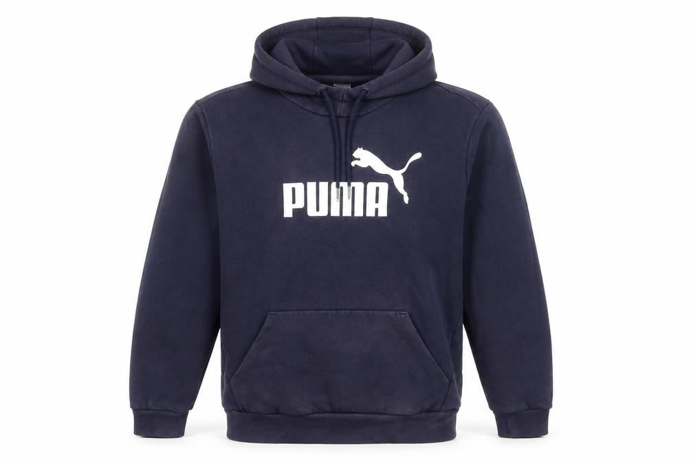 Puma Men's Navy Blue Hoodie Large Pullover Sweatshirt with Logo Print