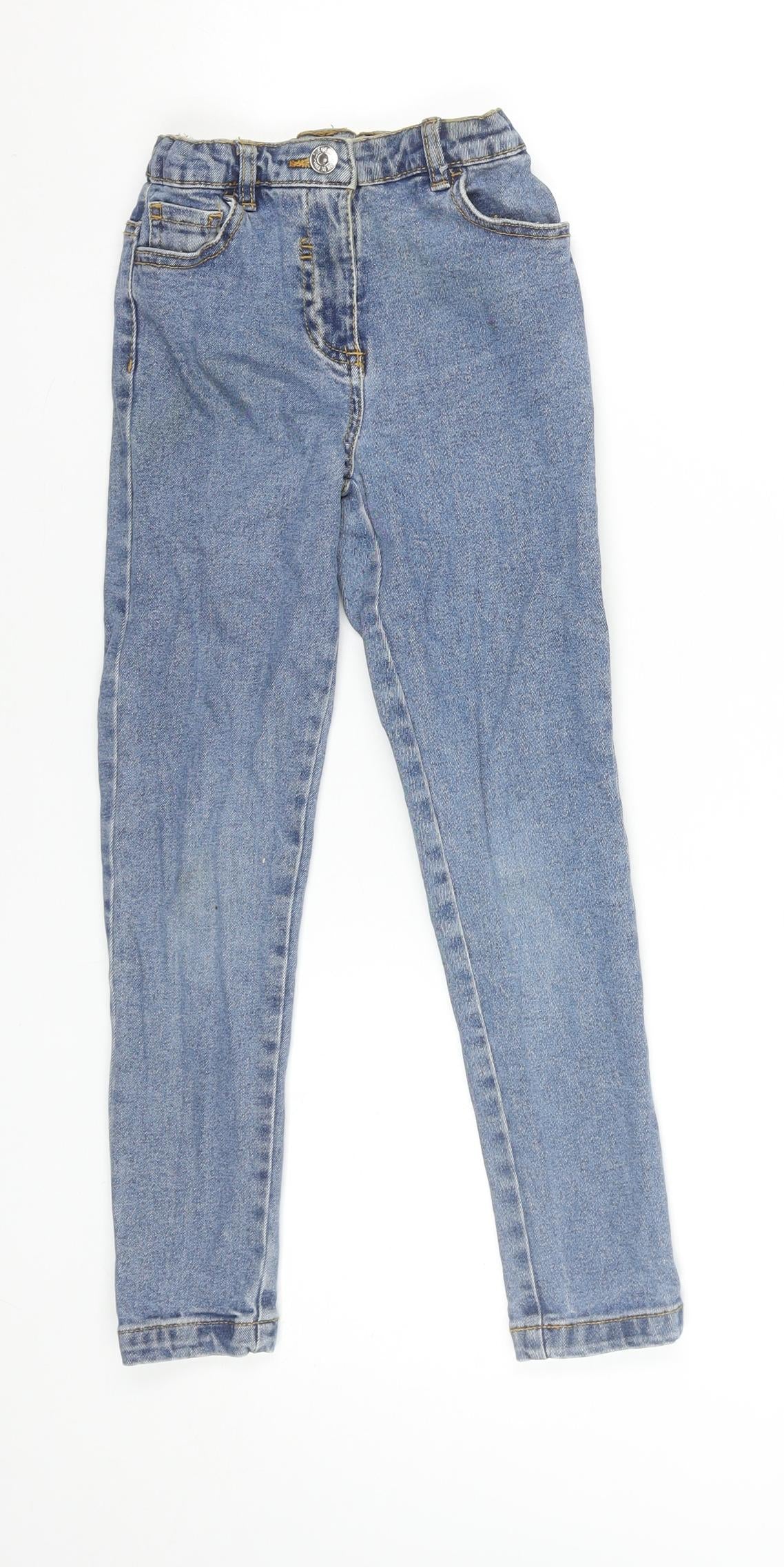 Little Kids Girls Blue Denim Skinny Jeans 7 Years Elastic Waist Classic Fit