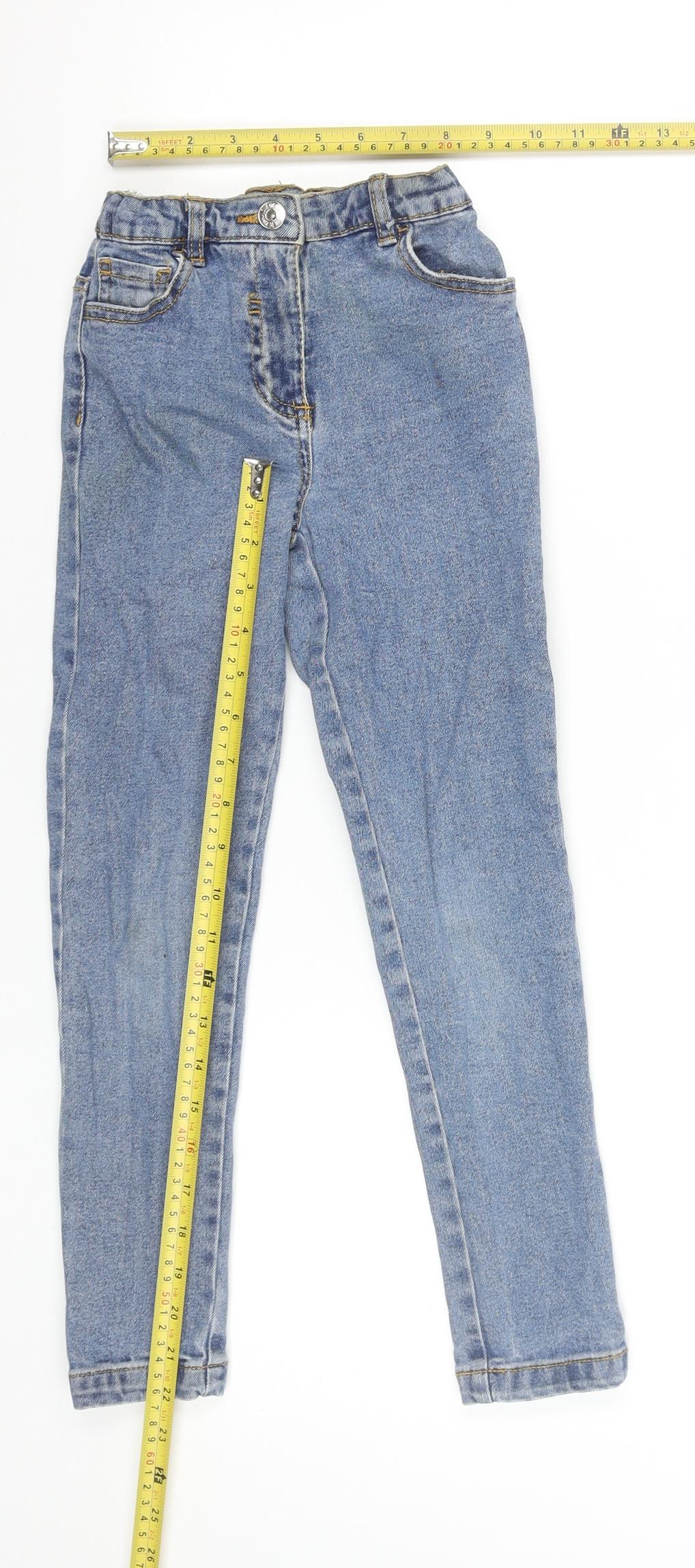 Little Kids Girls Blue Denim Skinny Jeans 7 Years Elastic Waist Classic Fit