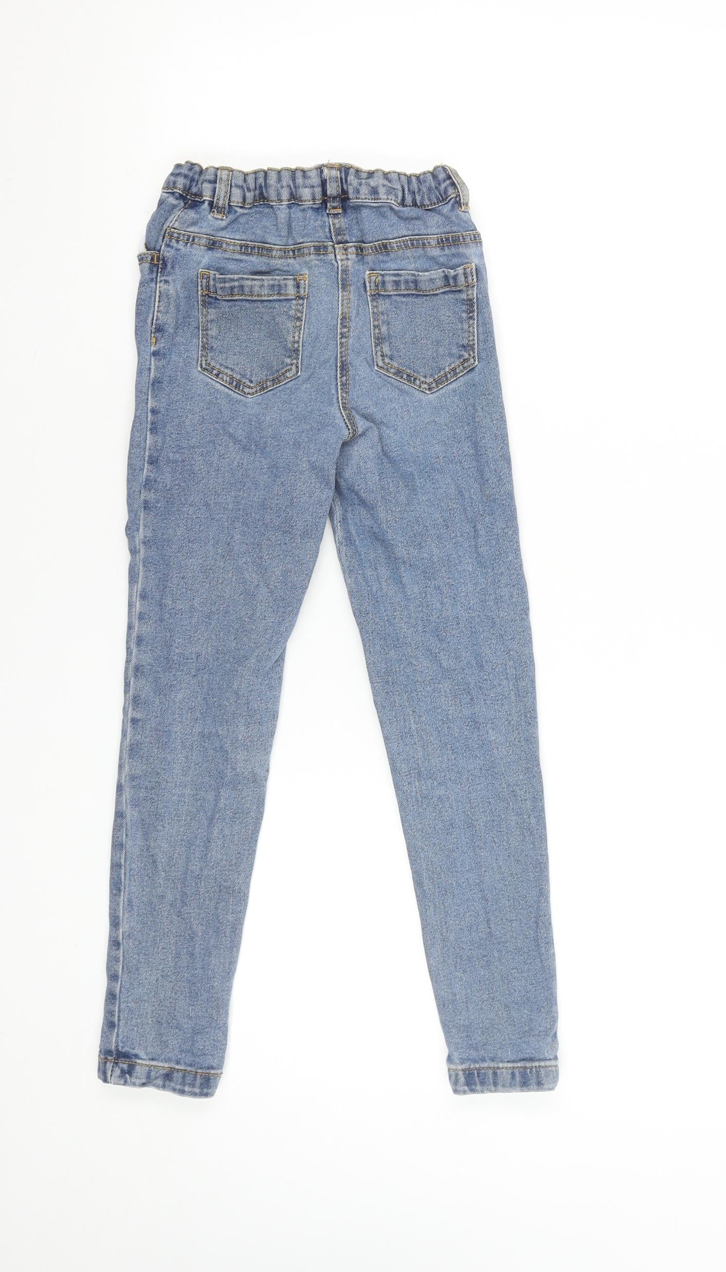 Little Kids Girls Blue Denim Skinny Jeans 7 Years Elastic Waist Classic Fit