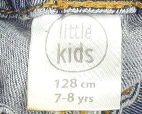 Little Kids Girls Blue Denim Skinny Jeans 7 Years Elastic Waist Classic Fit