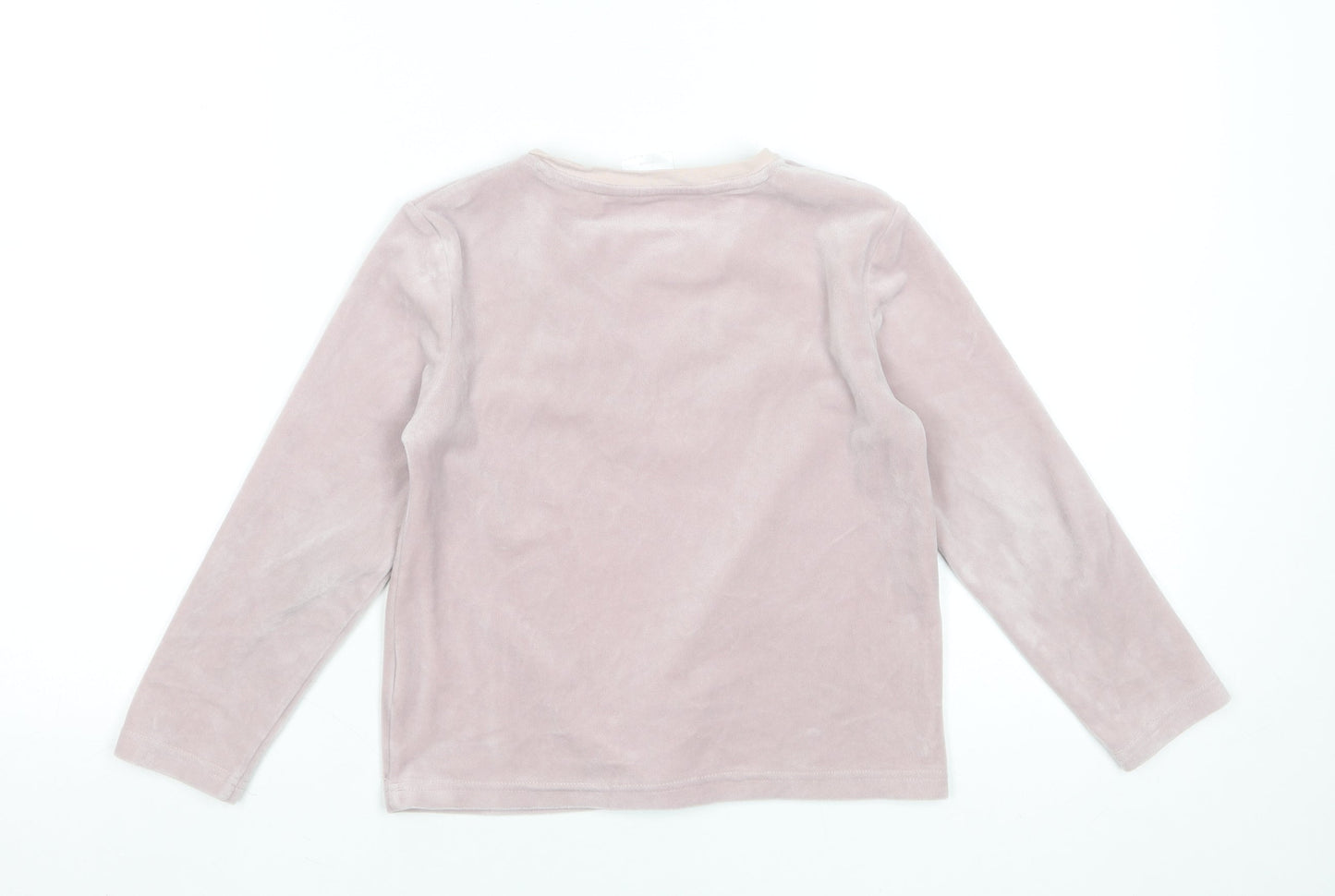 Disney Girls Pink Stitch Long Sleeve Velour Pyjama Top 6-7 Years