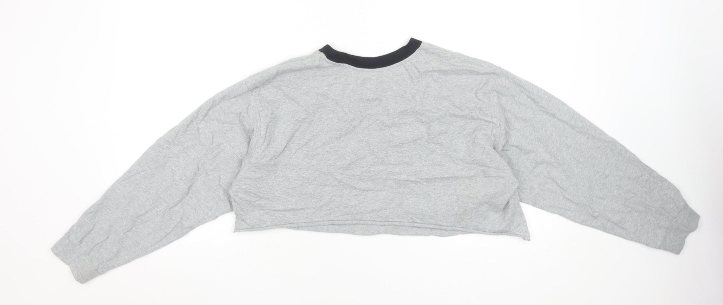 Levi's Women's Grey Cropped Long Sleeve Crew Neck T-Shirt Size M