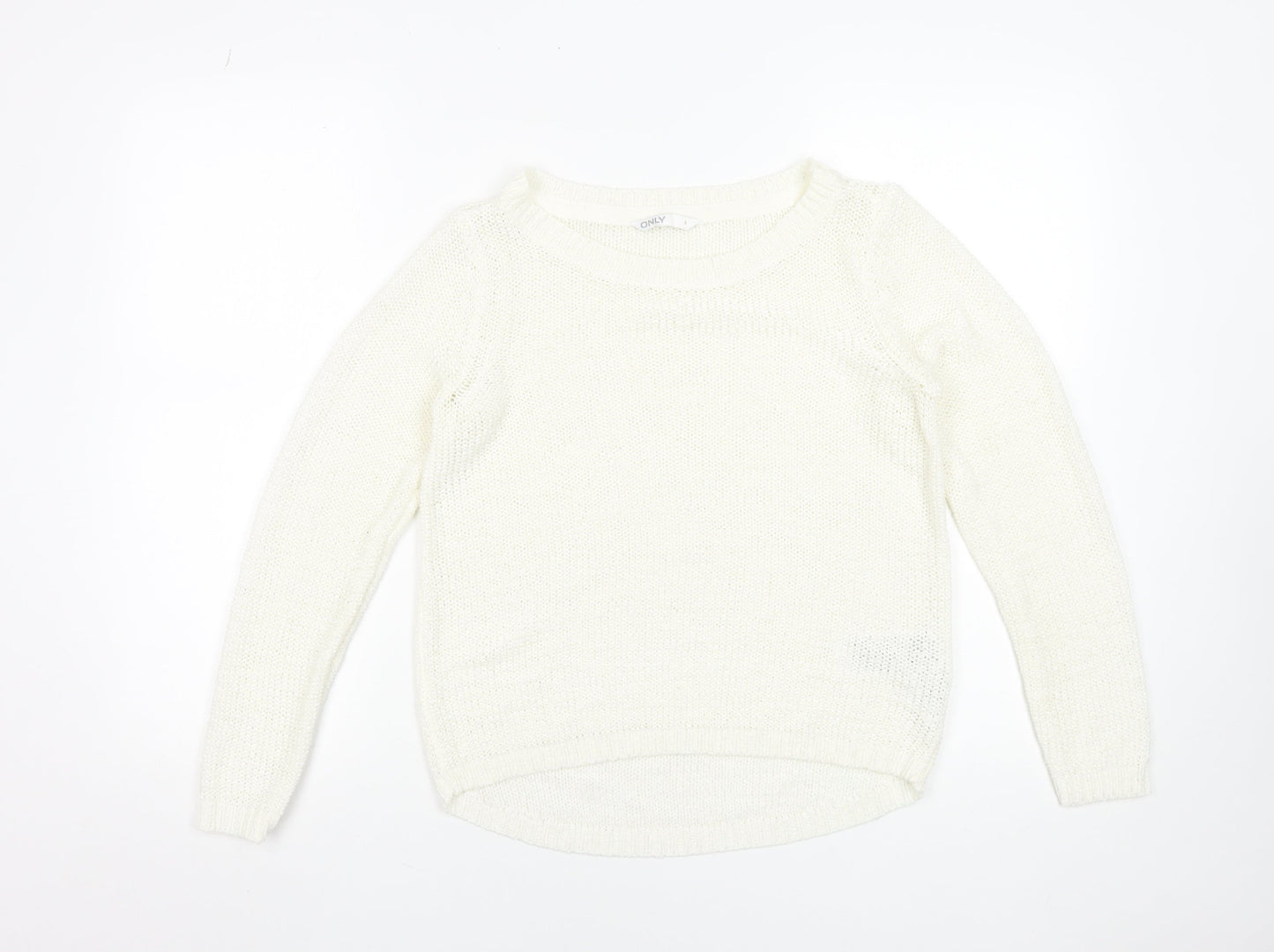 ONLY Women’s Ivory Knit Crew Neck Pullover Jumper Size S