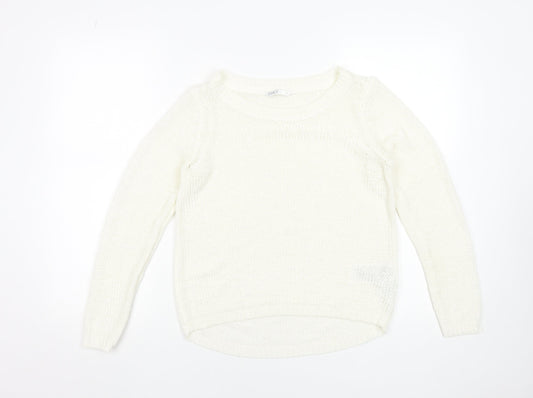 ONLY Women’s Ivory Knit Crew Neck Pullover Jumper Size S