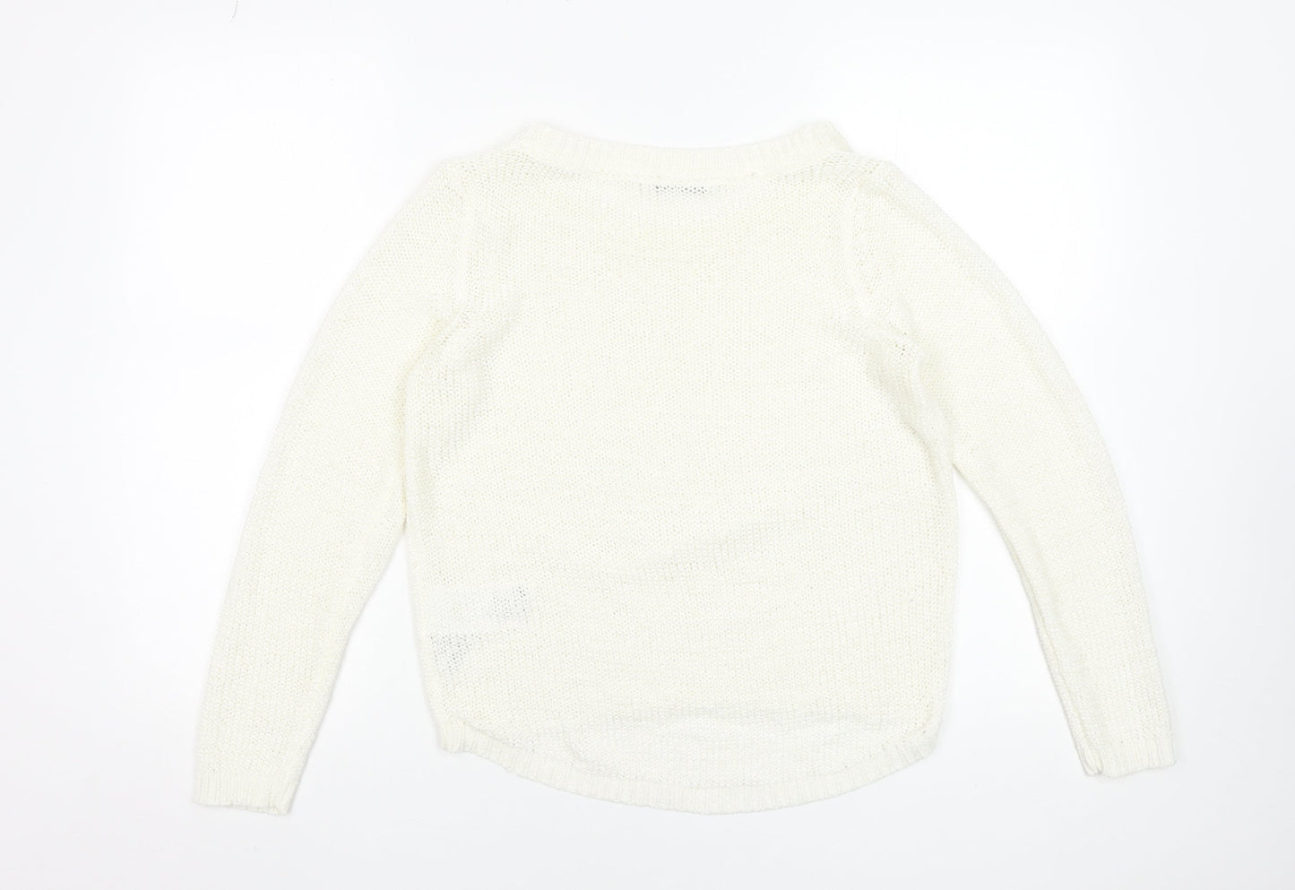 ONLY Women’s Ivory Knit Crew Neck Pullover Jumper Size S