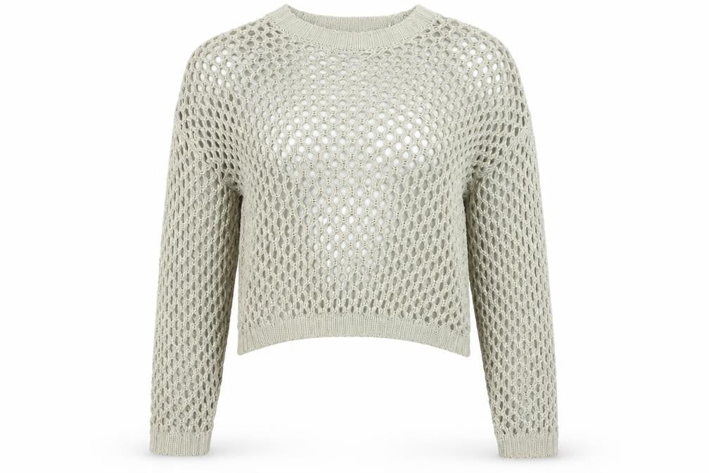 Primark Women Beige Open-Knit Cotton Jumper Size S