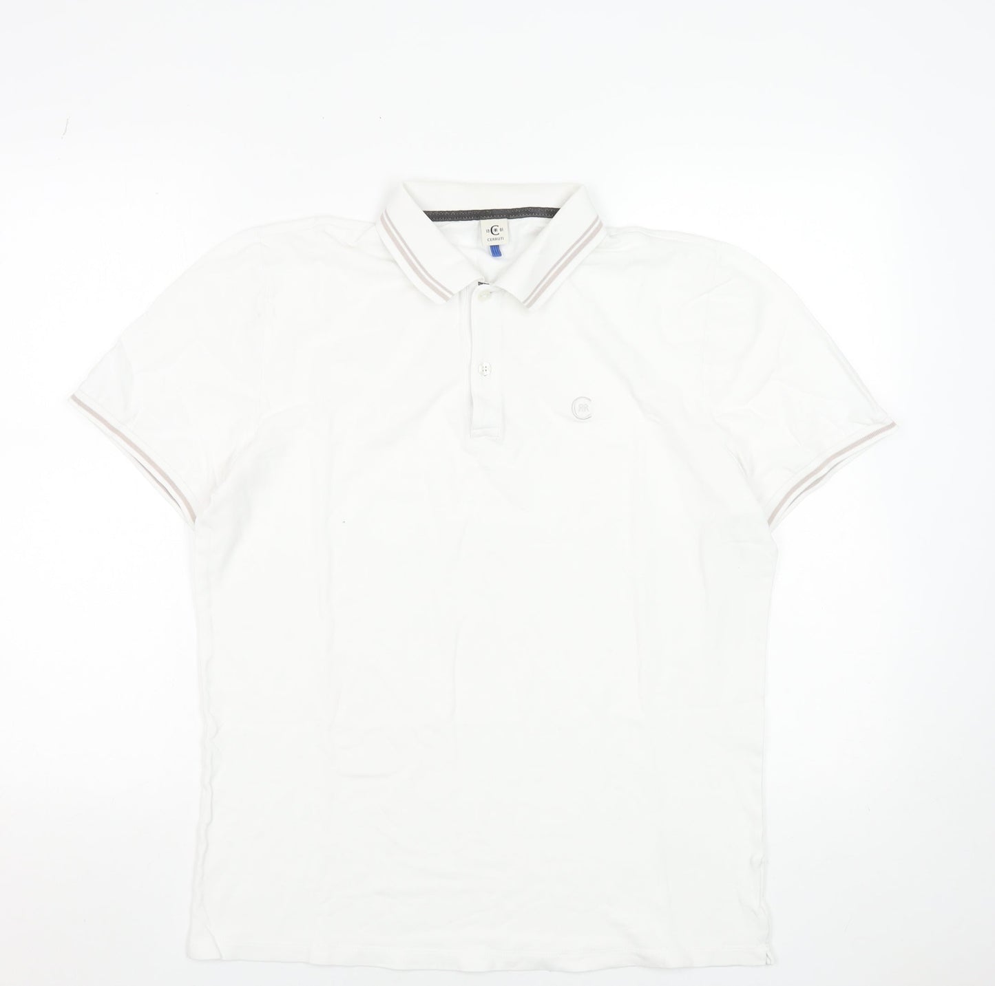 Cerruti 1881 Men's White Polo Shirt Size L Classic Fit Short Sleeve