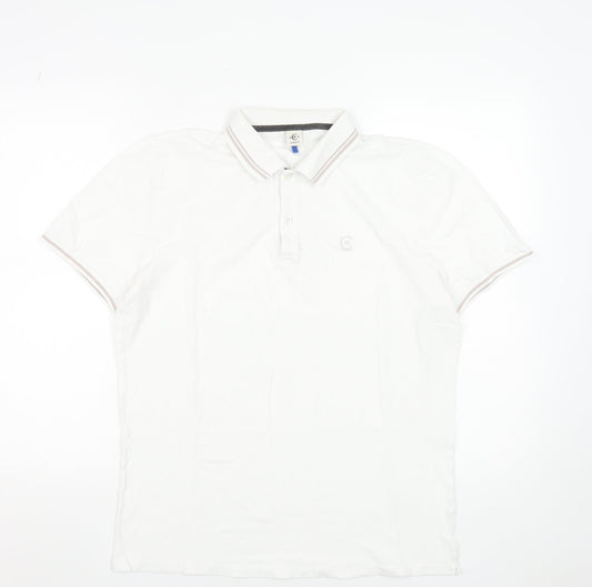 Cerruti 1881 Men's White Polo Shirt Size L Classic Fit Short Sleeve