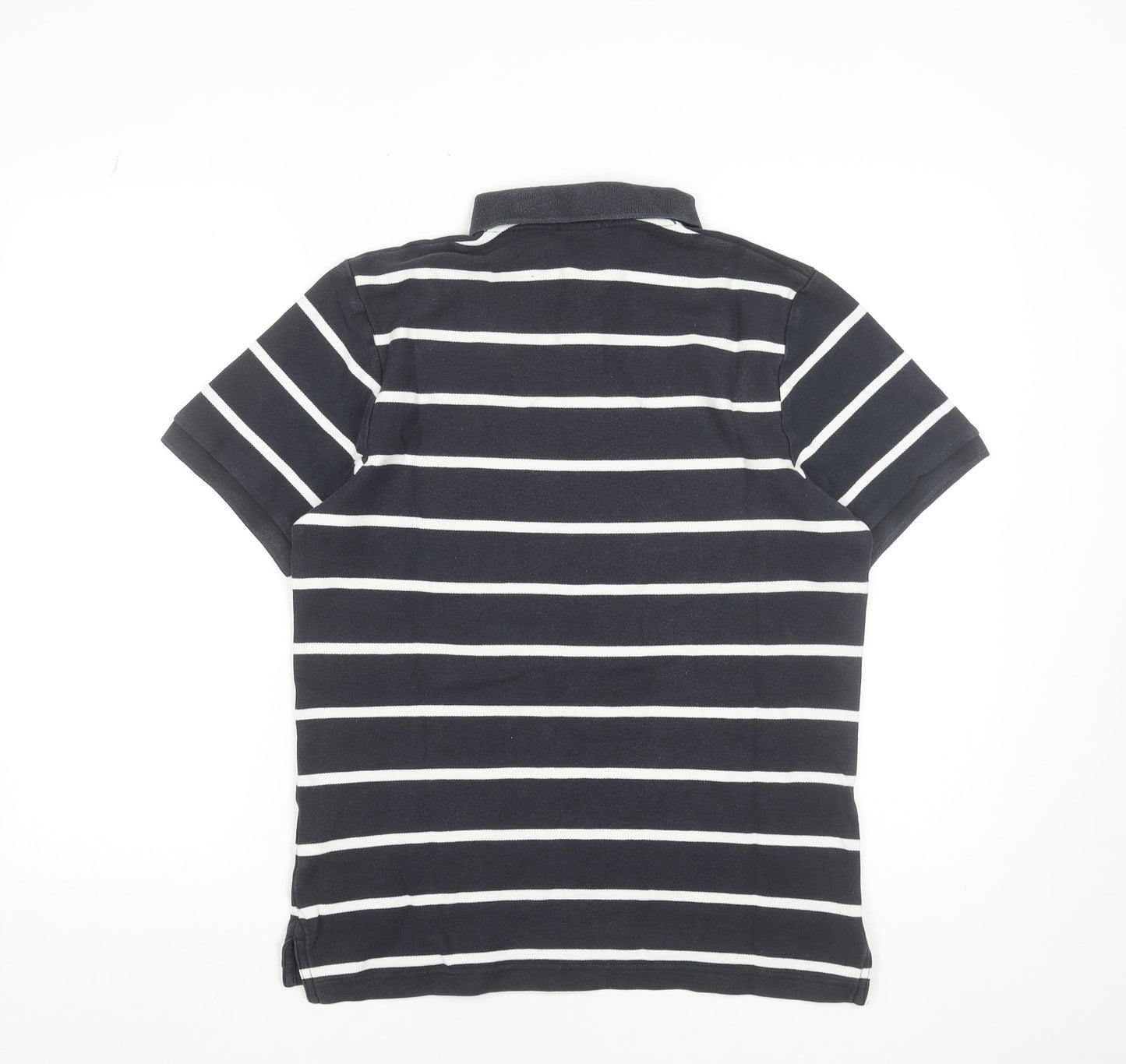 Nike Men's Black Striped Cotton Polo Shirt Size L Regular Fit