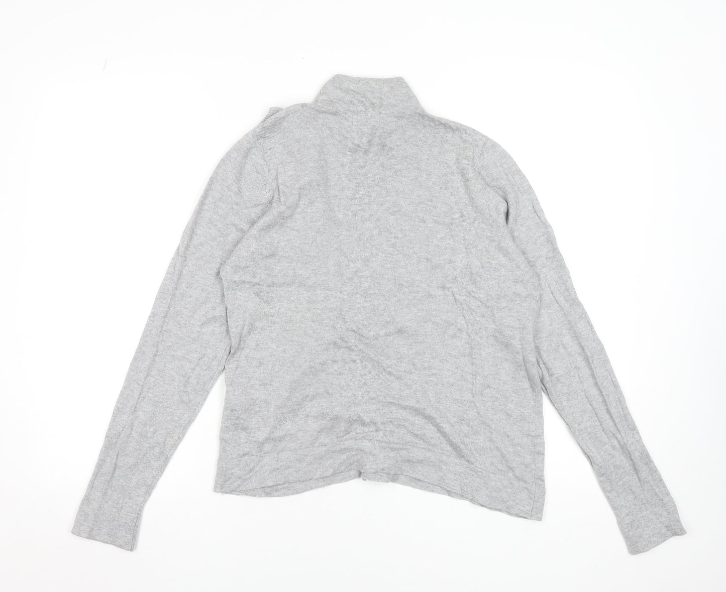 Broadway NYC Fashion Women Grey Large Ruffle Mock Neck Jumper