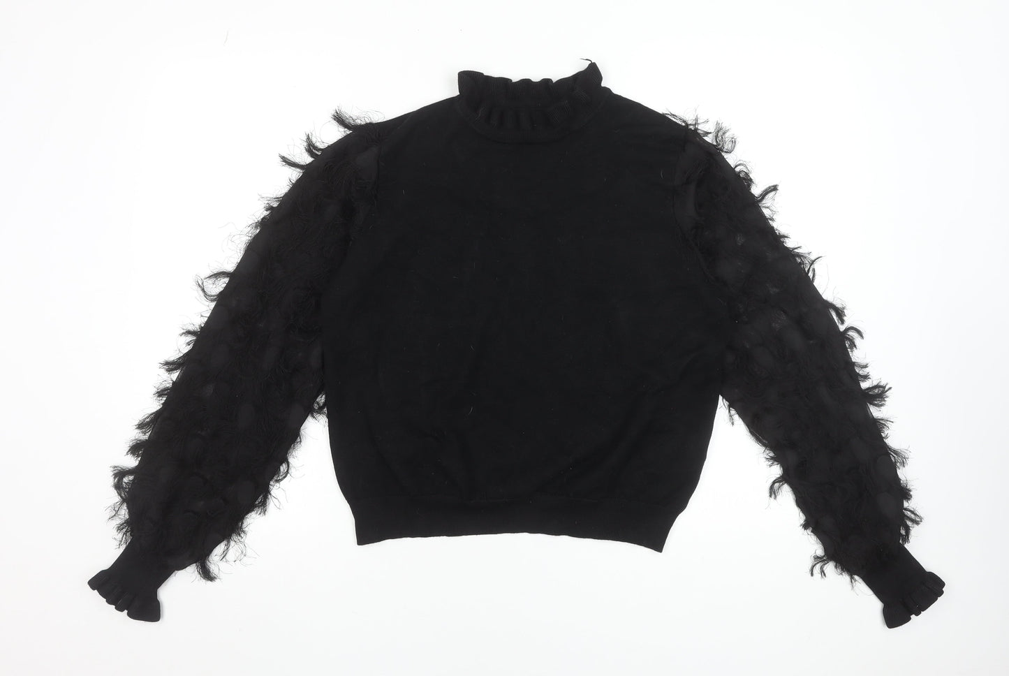 New Look Women’s Black High Neck Puff Sleeve Pullover Jumper Size L