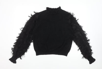 New Look Women’s Black High Neck Puff Sleeve Pullover Jumper Size L