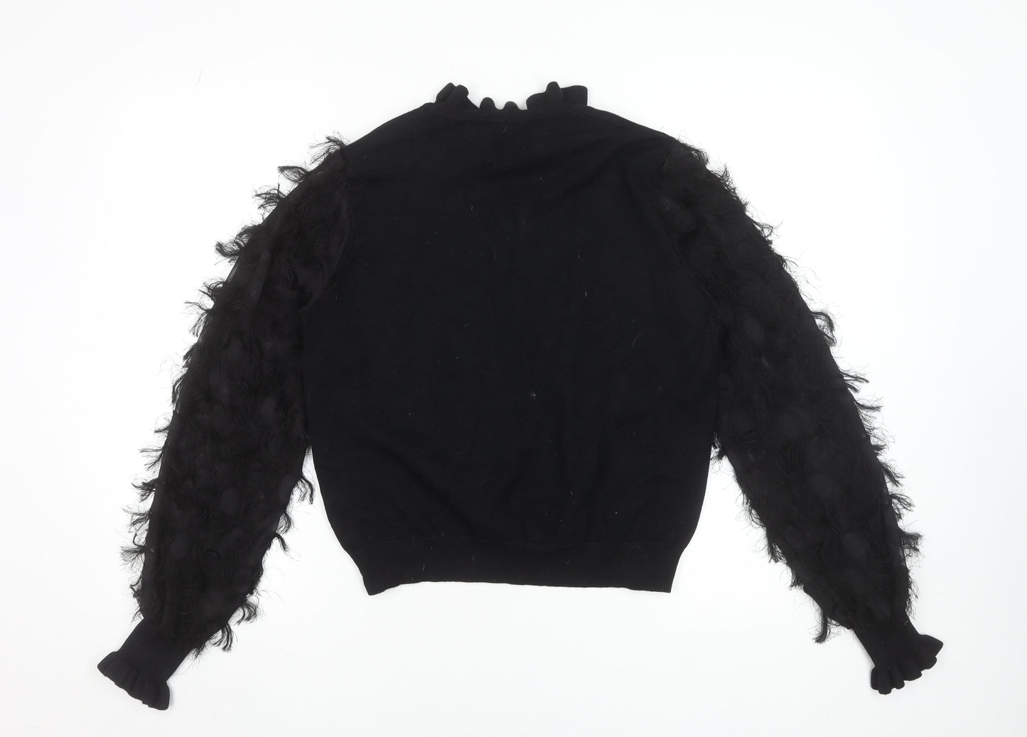 New Look Women’s Black High Neck Puff Sleeve Pullover Jumper Size L