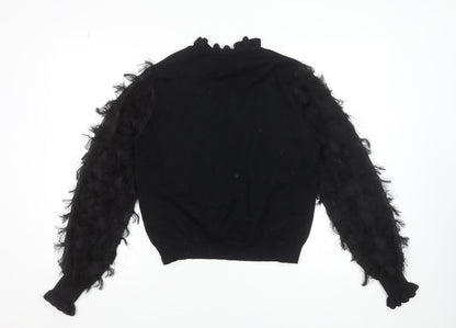 New Look Women’s Black High Neck Puff Sleeve Pullover Jumper Size L