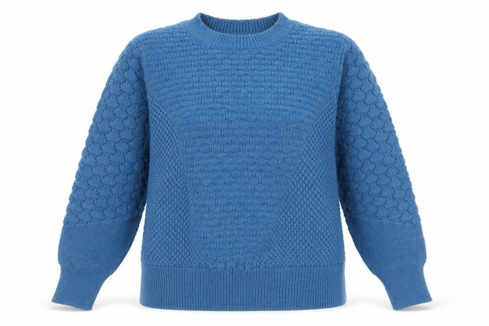 Gallery Women's Blue Knit Crew Neck Pullover Jumper Size L