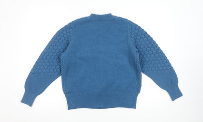Gallery Women's Blue Knit Crew Neck Pullover Jumper Size L