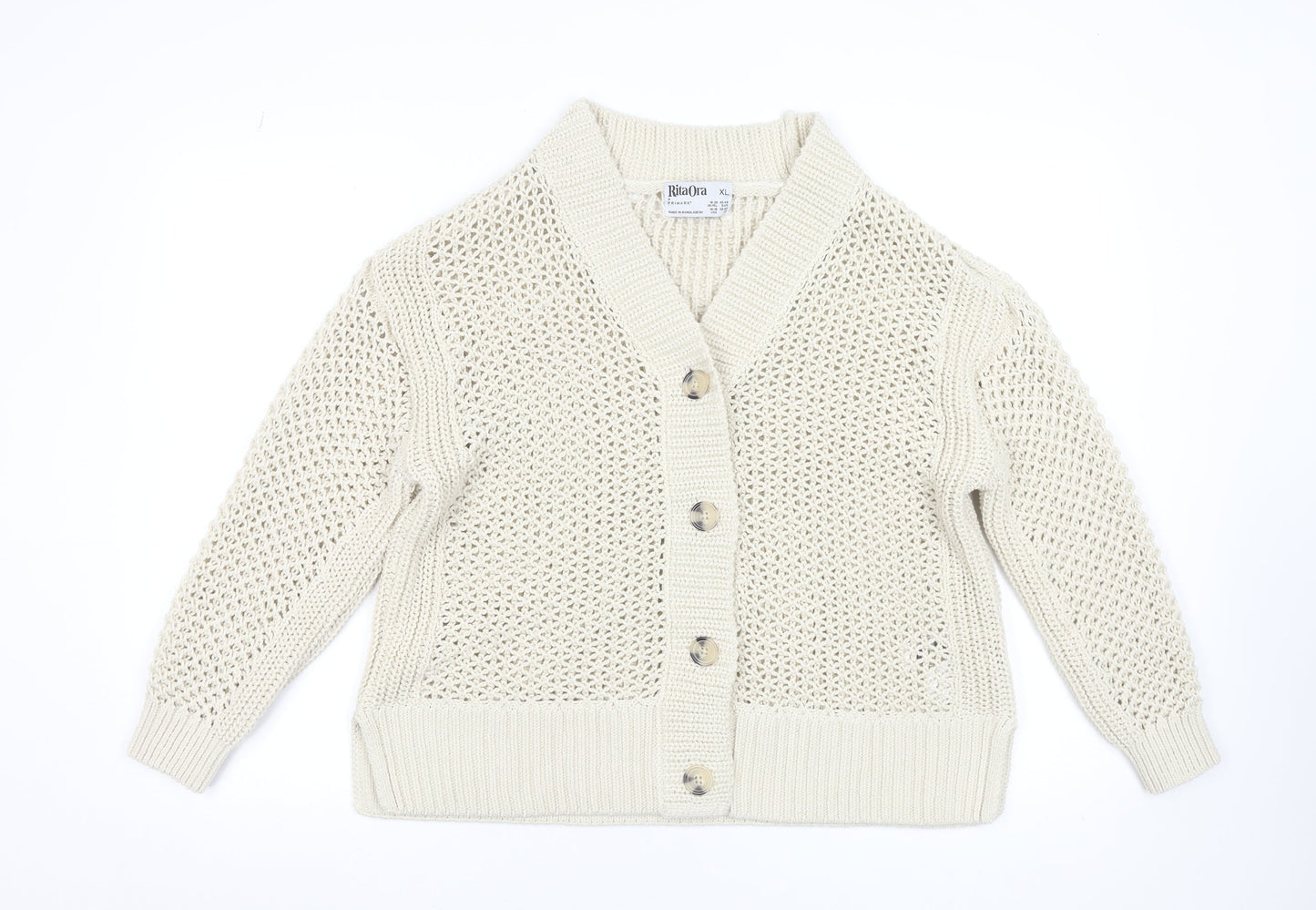 Rita Ora x Primark Women Beige XL Open-Knit Cardigan Jumper