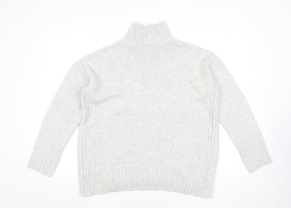 Close-up detail of Dunnes Women's Grey Roll Neck jumper, size 12