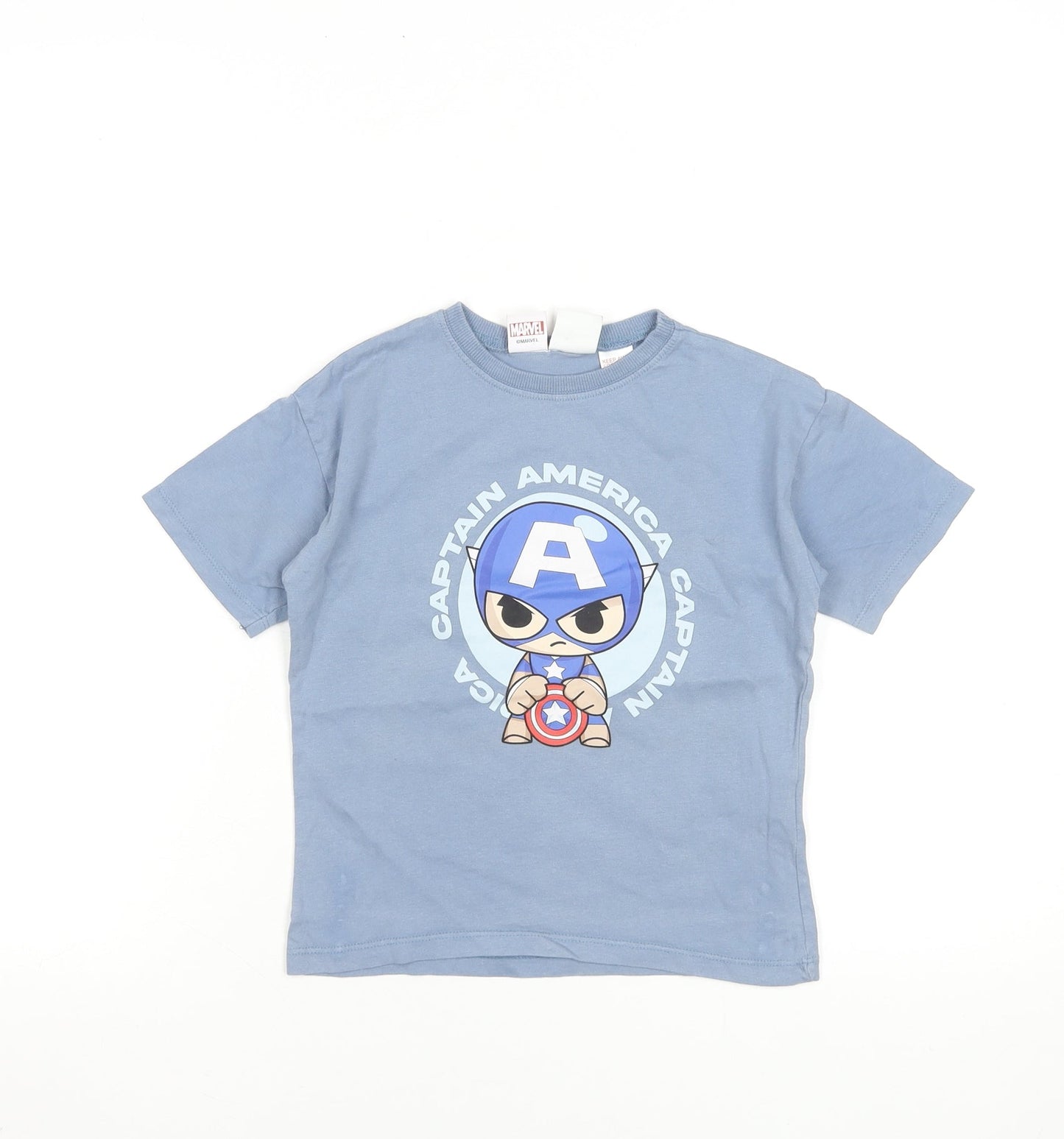Zara Boys Blue Captain America Marvel T-Shirt 5 Years Short Sleeve Cotton