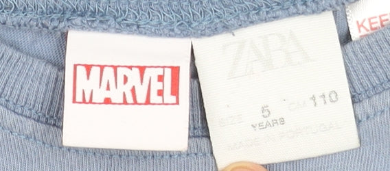 Zara Boys Blue Captain America Marvel T-Shirt 5 Years Short Sleeve Cotton