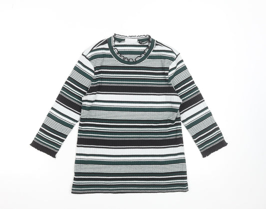 ONLY Women's Multicoloured Striped Knit Jumper M High Neck