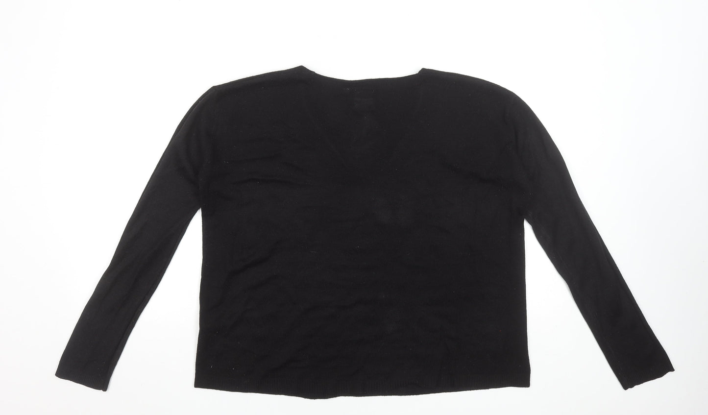 Toi Du Monde Women's Black Beaded V-Neck Knit Top Size S
