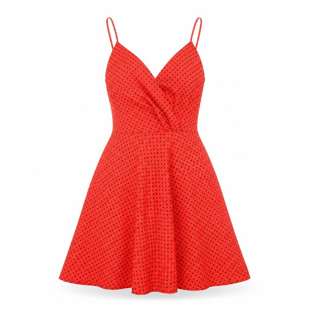 Zara Women’s Red Polka Dot A-Line Strappy Summer Dress XS