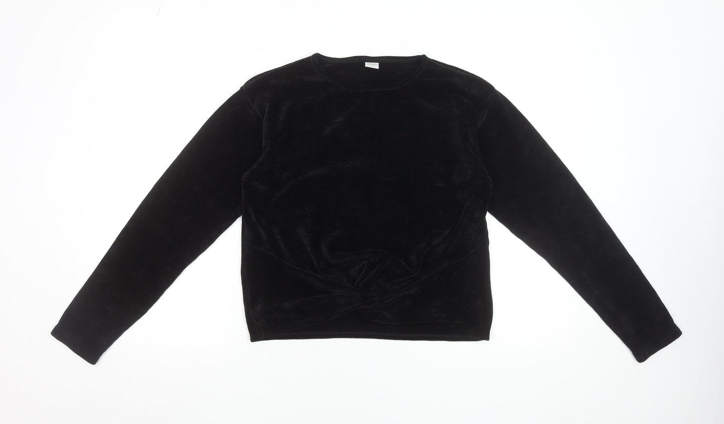 Lindex Teens Black Velvet Long Sleeve Blouse Size L