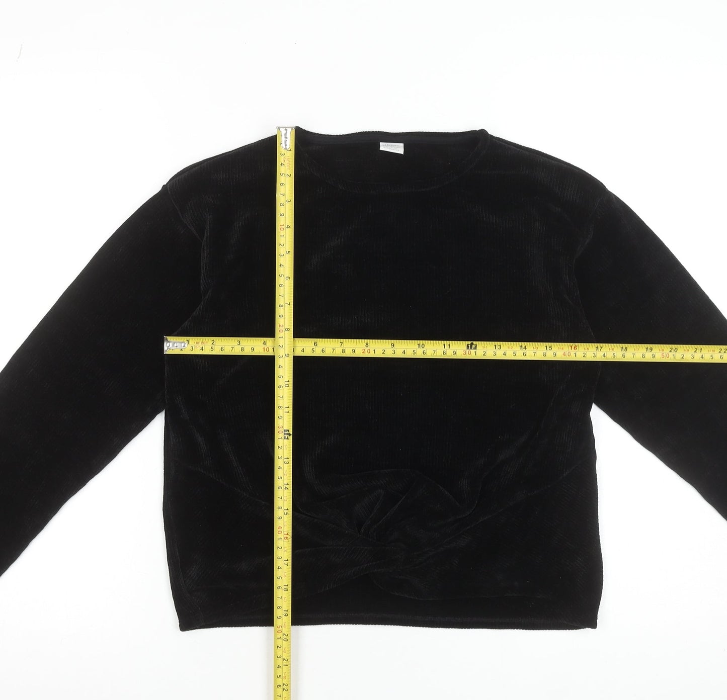Lindex Teens Black Velvet Long Sleeve Blouse Size L