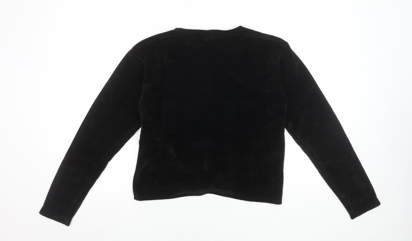 Lindex Teens Black Velvet Long Sleeve Blouse Size L