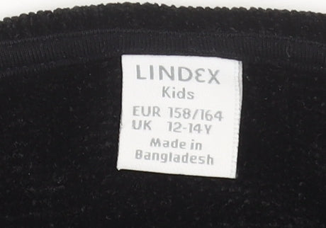 Lindex Teens Black Velvet Long Sleeve Blouse Size L