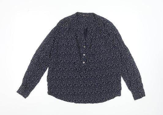 Marks and Spencer Women's Blue Polka Dot Long Sleeve Blouse Size 12