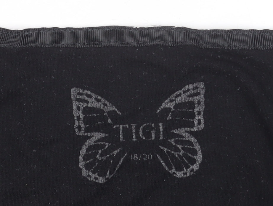 Tigi Women's Black Floral Viscose Stretch T-Shirt Size 18