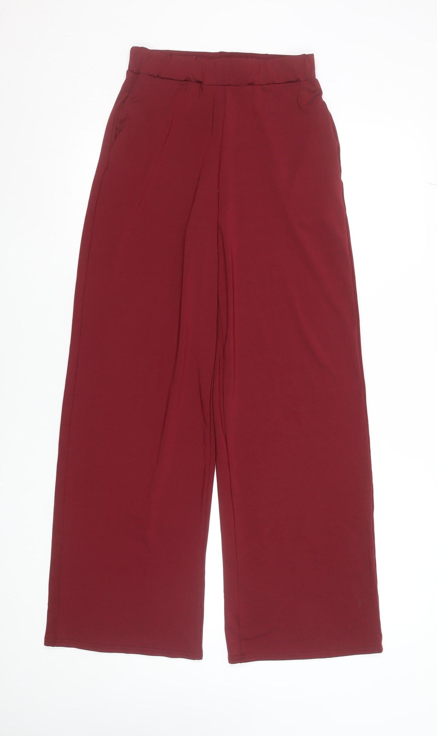 Drôle de Copine Women’s Red Wide-Leg Trousers S Elastic Waist Stretch