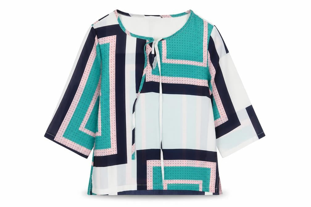 Sweet Miss Women's Multicoloured Geometric Tunic Blouse Size S
