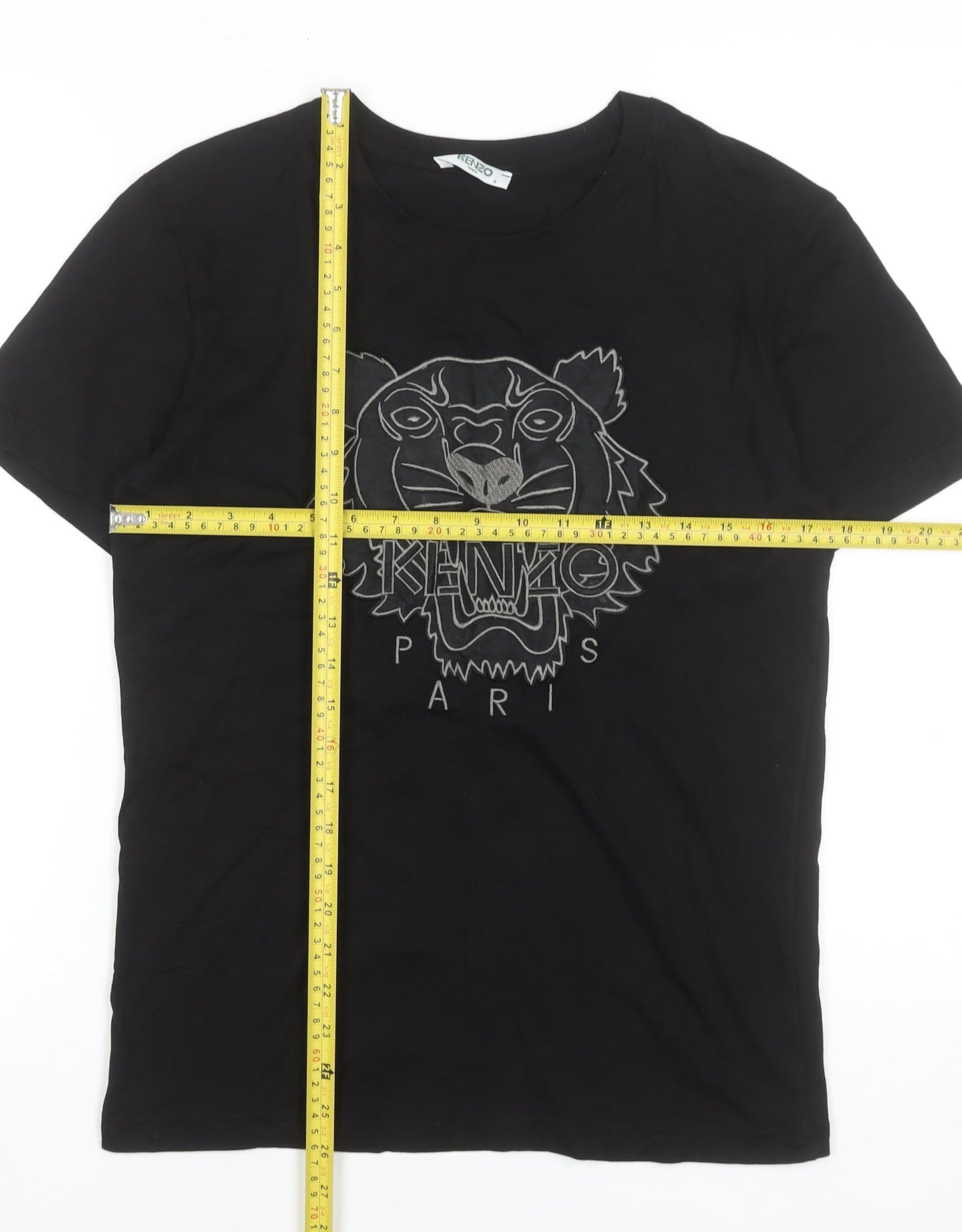 Kenzo Men Black Small Tiger Logo Embroidered Designer T-Shirt