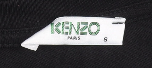 Kenzo Men Black Small Tiger Logo Embroidered Designer T-Shirt