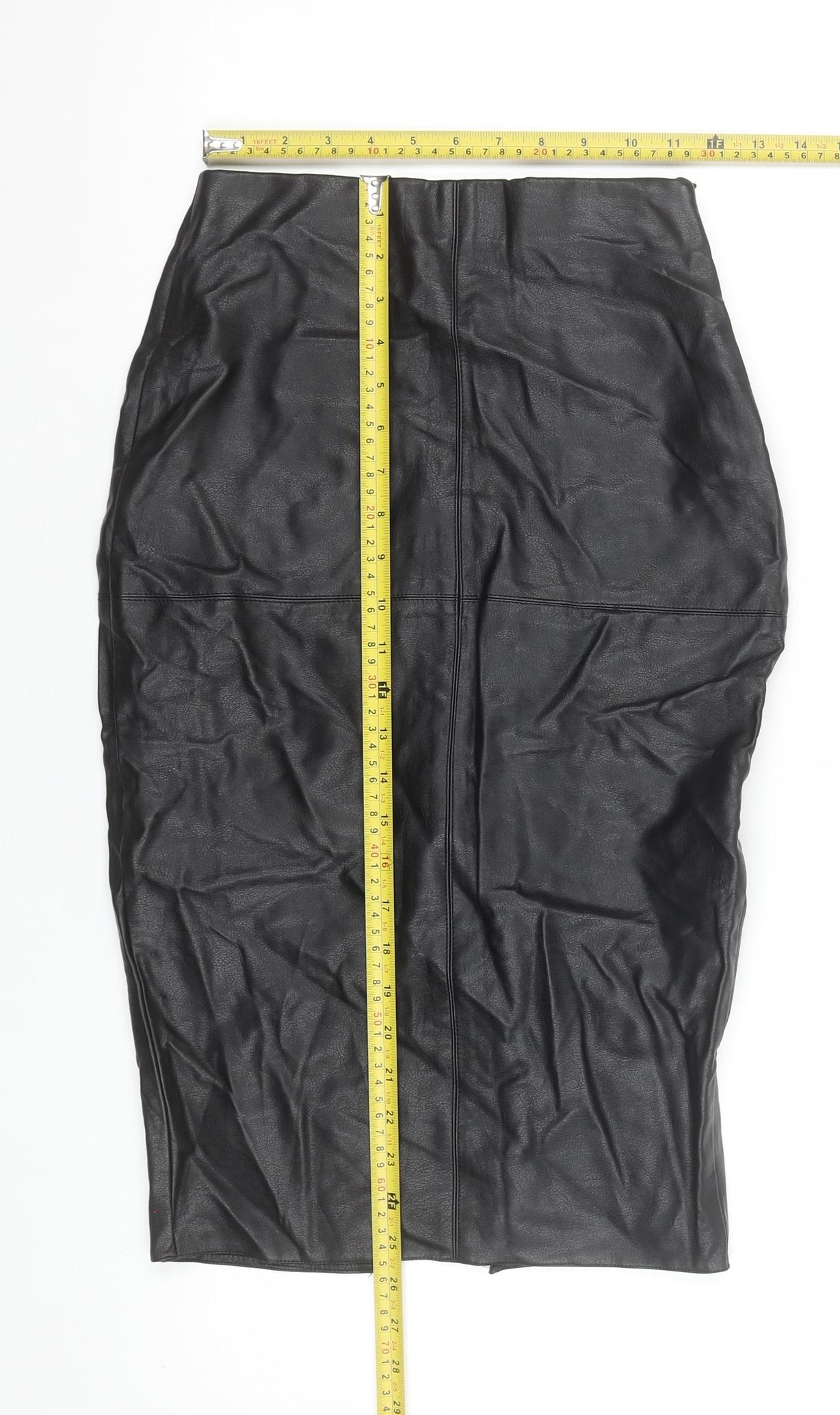 River Island Womens Black Faux Leather Pencil Skirt Size 6