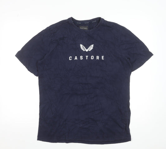 Castore Men's Blue Medium Crew Neck Stretch Performance T-Shirt