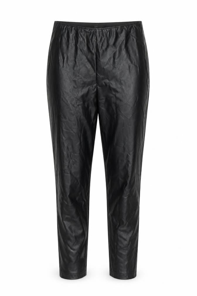 Next Women Black Faux Leather Leggings Size 10 Regular Stretchy Pull-On