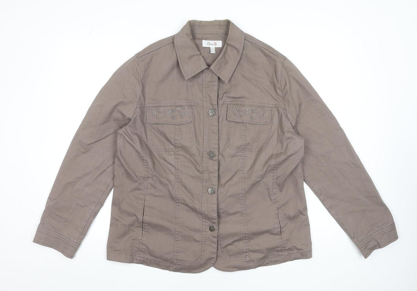 Oscar B. Women's Brown Cotton Stretch Jacket Size 20 Casual