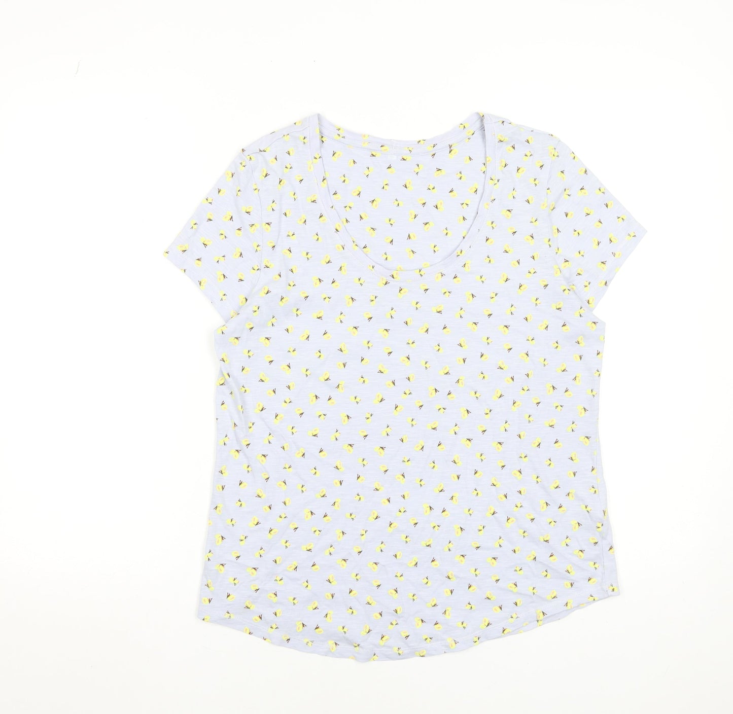 Marks and Spencer Womens White Floral Cotton T-Shirt Size 14